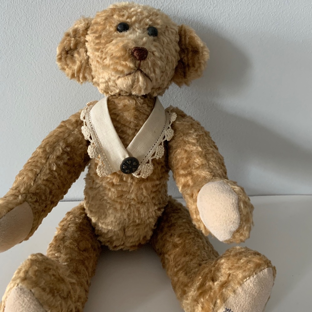 Antique Collectible 1990 Handmade Mohair Teddy bear signed by Marge Knapp